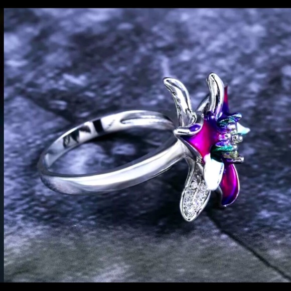 🤩 Last One 🤩Gorgeous Flower .925 Silver Ring - Picture 3 of 7